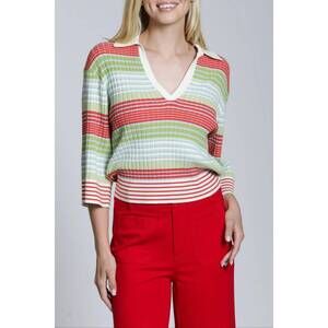 NEW APNY ribbed stripe polo in coastal rib